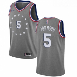 Mens Nike Philadelphia 76ers 5 Amir Johnson Swingman Gray NBA Jersey City Edition 