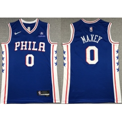 Men's Philadelphia 76ers #0 Tyrese Maxey Royal 75th Anniversary Icon Edition Swingman Stitched Jersey