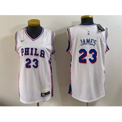 Women Philadelphia 76ers  LeBron James White 2026 Association Edition Stitched Basketball Jersey Run Small 