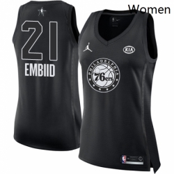 Womens Nike Jordan Philadelphia 76ers 21 Joel Embiid Swingman Black 2018 All Star Game NBA Jersey