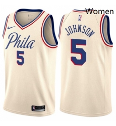 Womens Nike Philadelphia 76ers 5 Amir Johnson Swingman Cream NBA Jersey City Edition 