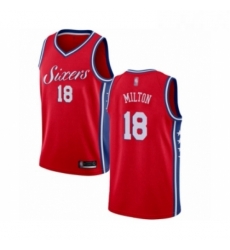 Womens Philadelphia 76ers 18 Shake Milton Swingman Red Basketball Jersey Statement Edition 