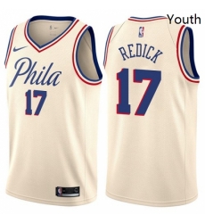 Youth Nike Philadelphia 76ers 17 JJ Redick Swingman Cream NBA Jersey City Edition 