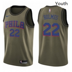 Youth Nike Philadelphia 76ers 22 Richaun Holmes Swingman Green Salute to Service NBA Jersey 