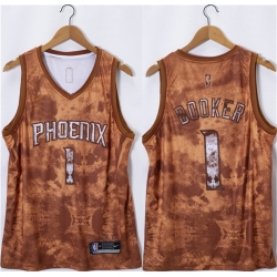 Men Phoenix Suns 1 Devin Booker Orange 2023 Select Series Stitched Basketball Jersey