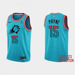 Men Phoenix Suns 15 Cameron Payne Blue 2022 23 City Edition With Black Payple Patch Stitched Basketball Jersey
