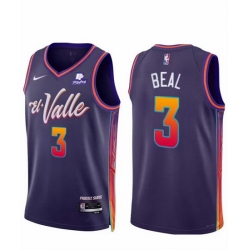 Men Phoenix Suns 3 Bradley Beal Purple 2023 24 City Edition Stitched Basketball Jersey