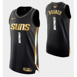 Men Phoenix Suns Devin Booker #1 BLack Gold Stitched Basketball Jersey