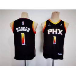 Youth Phoenix Suns 1 Devin Booker Black 2022 23 Statement Edition Stitched Basketball Jersey