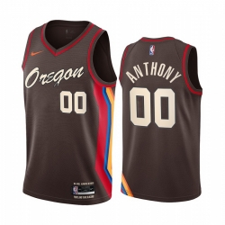 Men Nike Portland Blazers 00 Carmelo Anthony Chocolate NBA Swingman 2020 21 City Edition Jersey
