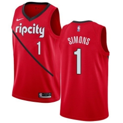 Men Nike Portland Blazers 1 Anfernee Simons Red NBA Swingman Earned Edition Jersey