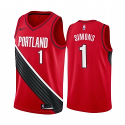 Men Nike Portland Blazers 1 Anfernee Simons Red NBA Swingman Statement Edition 2019 2020 Jersey