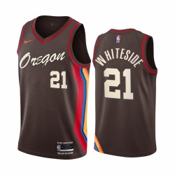 Men Nike Portland Blazers 21 Hassan Whiteside Chocolate NBA Swingman 2020 21 City Edition Jersey