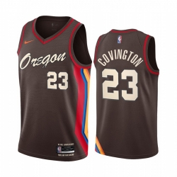 Men Nike Portland Blazers 23 Robert Covington Chocolate NBA Swingman 2020 21 City Edition Jersey