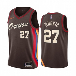 Men Nike Portland Blazers 27 Jusuf Nurkic Chocolate NBA Swingman 2020 21 City Edition Jersey