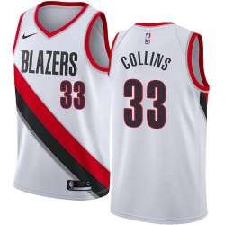 Men Nike Portland Blazers 33 Zach Collins White NBA Swingman Association Edition Jersey
