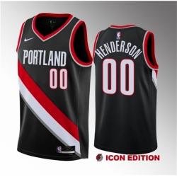 Men Portland Trail Blazers 00 Scoot Henderson Black 2023 Draft Icon Edition Stitched Basketball Jersey