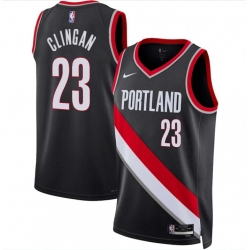 Men Portland Trail Blazers 23 Donovan Clingan Black 2024 Draft Icon Edition Stitched Basketball Jersey