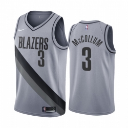 Men Portland Trail Portland Blazers 3 C J  McCollum Gray NBA Swingman 2020 21 Earned Edition Jersey