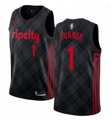 Mens Nike Portland Trail Blazers 1 Evan Turner Swingman Black NBA Jersey City Edition