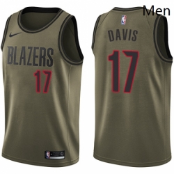 Mens Nike Portland Trail Blazers 17 Ed Davis Swingman Green Salute to Service NBA Jersey 