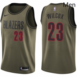 Mens Nike Portland Trail Blazers 23 CJ Wilcox Swingman Green Salute to Service NBA Jersey 