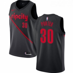 Mens Nike Portland Trail Blazers 30 Terry Porter Swingman Black NBA Jersey 2018 19 City Edition