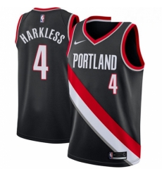 Mens Nike Portland Trail Blazers 4 Moe Harkless Swingman Black Road NBA Jersey Icon Edition 