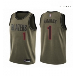 Mens Portland Trail Blazers 1 Anfernee Simons Swingman Green Salute to Service Basketball Jersey 