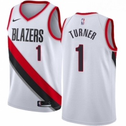 Womens Nike Portland Trail Blazers 1 Evan Turner Authentic White Home NBA Jersey Association Edition