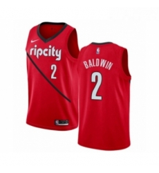 Womens Nike Portland Trail Blazers 2 Wade Baldwin Red Swingman Jersey Earned Edition 