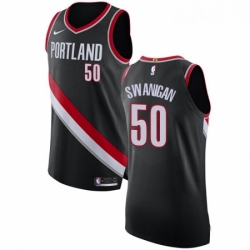 Womens Nike Portland Trail Blazers 50 Caleb Swanigan Authentic Black Road NBA Jersey Icon Edition 