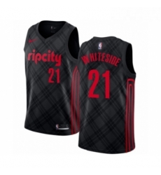 Womens Portland Trail Blazers 21 Hassan Whiteside Swingman Black Basketball Jersey City Edition 