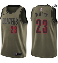 Youth Nike Portland Trail Blazers 23 CJ Wilcox Swingman Green Salute to Service NBA Jersey 