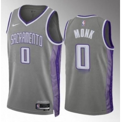 Men Nike Sacramento Kings Malik Monk #0 Gray Stitched NBA Jersey