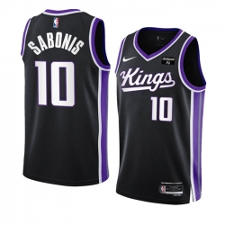 Men Sacramento Kings 10 Domantas Sabonis Black 2023 24 Icon Edition Swingman Stitched Basketball Jersey