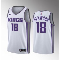 Men Sacramento Kings 18 Jalen Slawson White 2023 Draft Association Edition Stitched Jersey