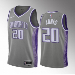 Men Sacramento Kings 20 Colby Jones Grey 2023 Draft City Edition Stitched Jersey