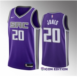 Men Sacramento Kings 20 Colby Jones Purple 2023 Draft Icon Edition Stitched Jersey