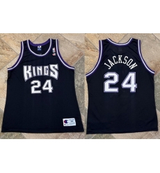 Men Sacramento Kings 24 Bobby Jackson Black Champion Stitched Jersey Men Sacramento Kings 24 Bobby Jackson Black Champion Stitched Jersey