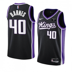 Men Sacramento Kings 40 Harrison Barnes Black 2023 24 Icon Edition Swingman Stitched Basketball Jersey