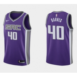 Men Sacramento Kings 40 Harrison Barnes Purple Icon Edition Stitched Basketball Jersey