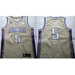Men Sacramento Kings 5 De 27Aaron Fox Gold Stitched Jersey