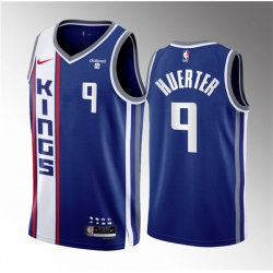 Men Sacramento Kings 9 Kevin Huerter Blue 2023 24 City Edition Stitched Basketball Jersey