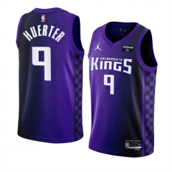 Men Sacramento Kings 9 Kevin Huerter Purple 2023 24 Statement Edition Swingman Stitched Basketball Jersey
