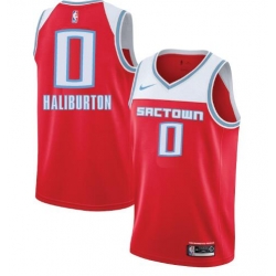 Men Sacramento Kings Tyrese Haliburton #0 Red White NBA Jersey