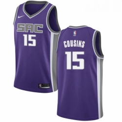 Mens Nike Sacramento Kings 15 DeMarcus Cousins Authentic Purple Road NBA Jersey Icon Edition