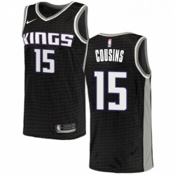 Mens Nike Sacramento Kings 15 DeMarcus Cousins Swingman Black NBA Jersey Statement Edition