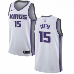 Youth Nike Sacramento Kings 15 Vince Carter Swingman White NBA Jersey Association Edition 