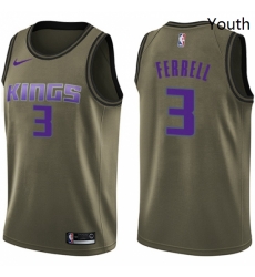 Youth Nike Sacramento Kings 3 Yogi Ferrell Swingman Green Salute to Service NBA Jersey 